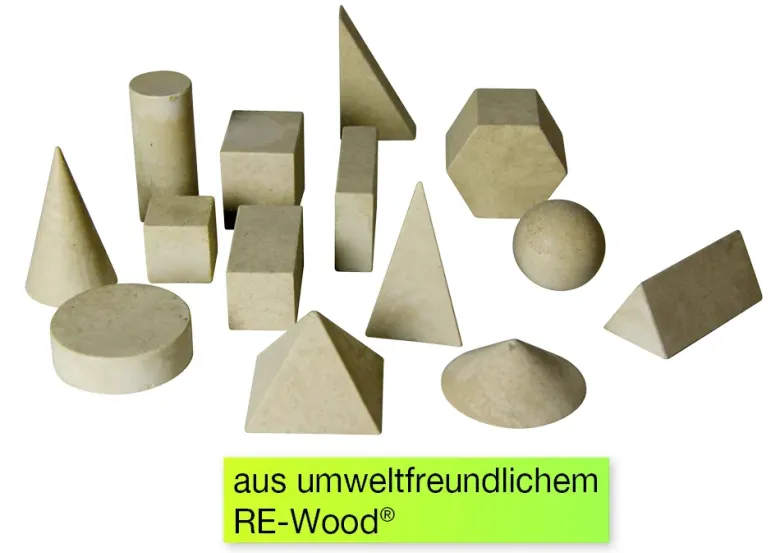 Set Geometrie-Körper massiv, naturfarben, 14-tlg. im Karton