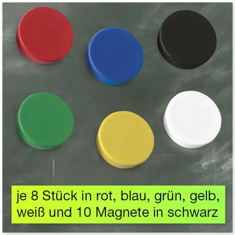 Set Haft-Magnete farbsortiert, 24 mm ø, 50-tlg.