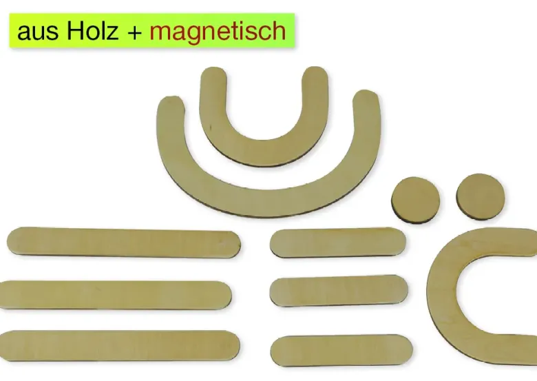 Set Holz-Buchstaben magnetisch, 60-tlg. in Box