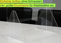 Set Hygiene-Schutzwand Standard M für Tische, mit Durchreiche, 3 Stück