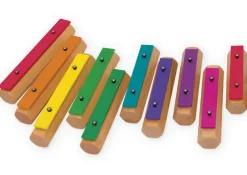 Set Klangbausteine mit Buchenkorpus, bunt, 10 Stück mit Schlägel