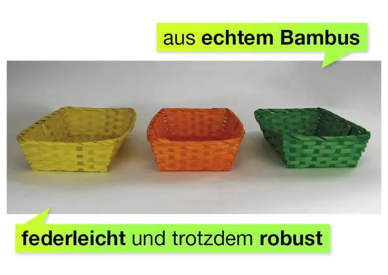 Set Material-Körbchen aus Bambus, farbig, 3-tlg.