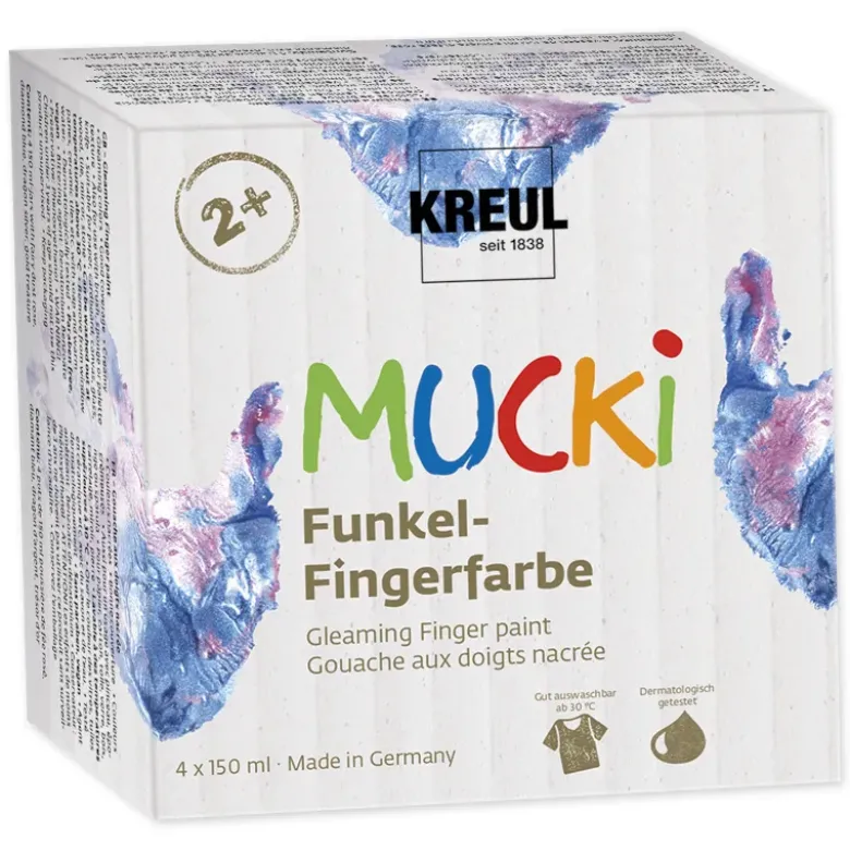 Set MUCKI Funkel-Fingerfarbe à 150 ml, 4-tlg.