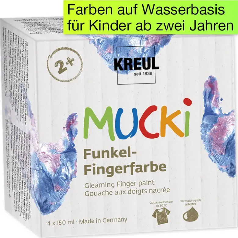 Set MUCKI Funkel-Fingerfarbe à 150 ml, 4-tlg.