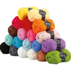 Set Polyacryl-Garn 3-fädig, 20 Farben à 50 g