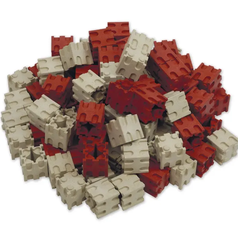 Set Rechen-Steckwürfel aus RE-Wood, 100-tlg., 2x2 cm, rot/naturfarben II./SO