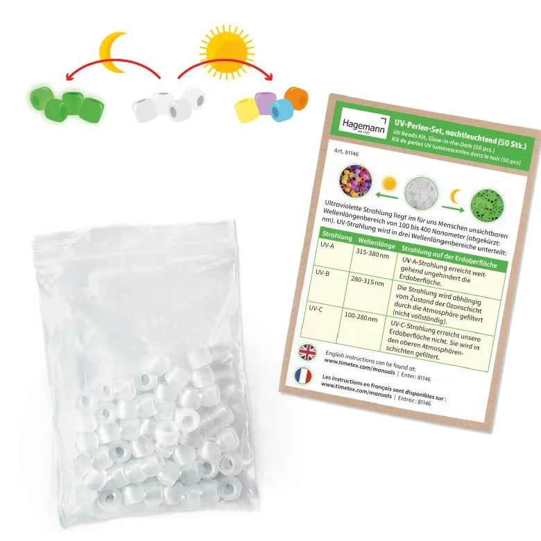 Set UV-Perlen, nachtleuchtend, 50 Stück