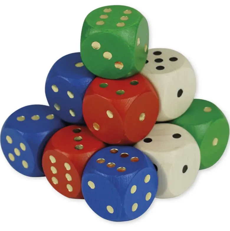 Set Würfel aus Holz in Montessori-Farben, 16 x 16 mm, 12 Stück im Etui "Montessori Premium"