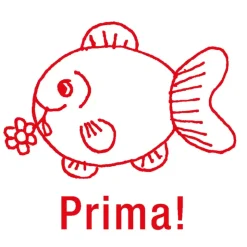 Siebdruck-Stempel "Perpetuum", Fisch "Prima!"