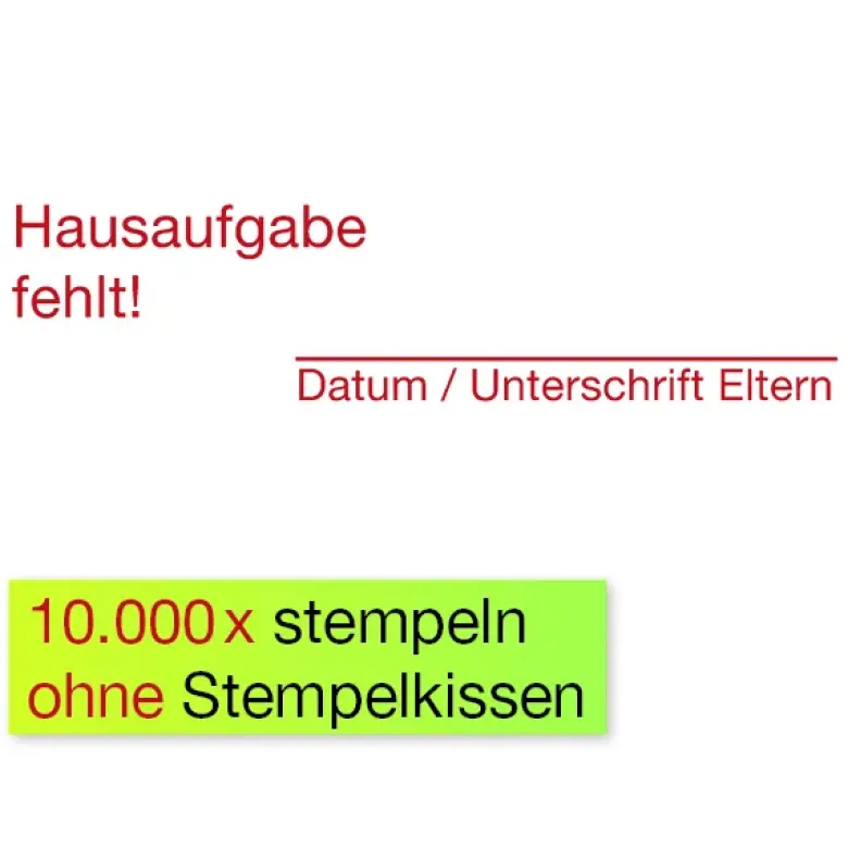 Siebdruck-Stempel "Perpetuum", "Hausaufgabe"