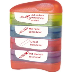 Siebdruck-Stempel "Perpetuum", 4 in 1, "Auf saubere Heftführung..."