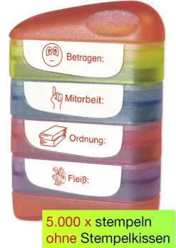 Siebdruck-Stempel "Perpetuum", 4 in 1, "Betragen"