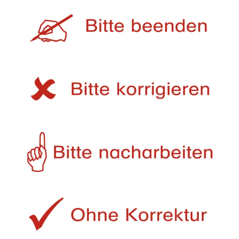 Siebdruck-Stempel "Perpetuum" 4 in 1, "Bitte beenden"