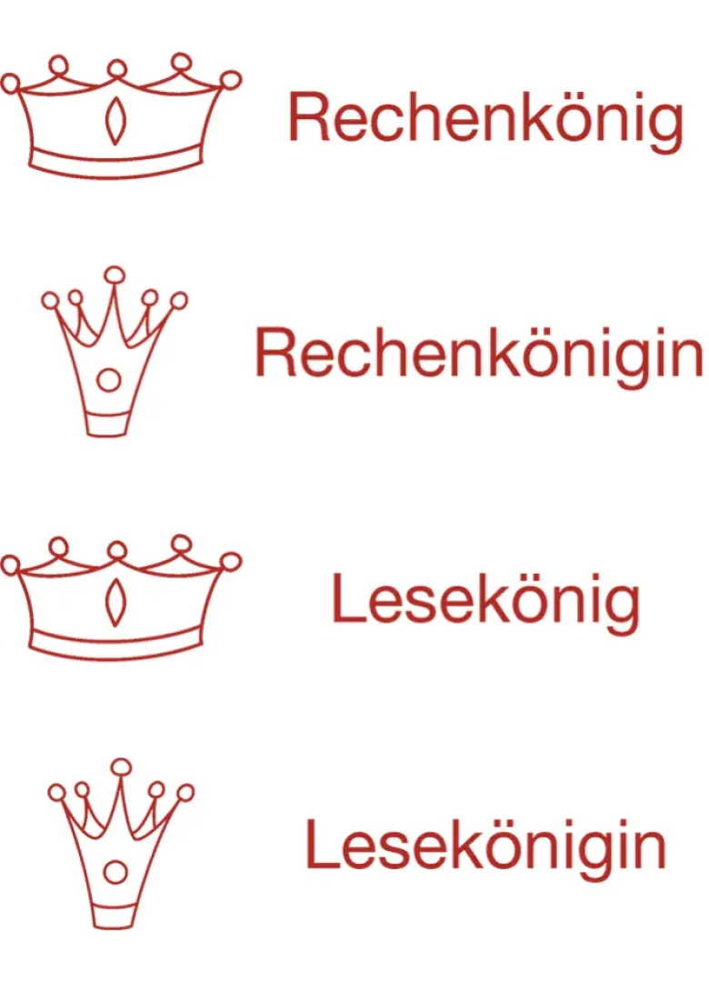 Siebdruck-Stempel "Perpetuum", 4 in 1, "Rechen-/Lese-König/in"