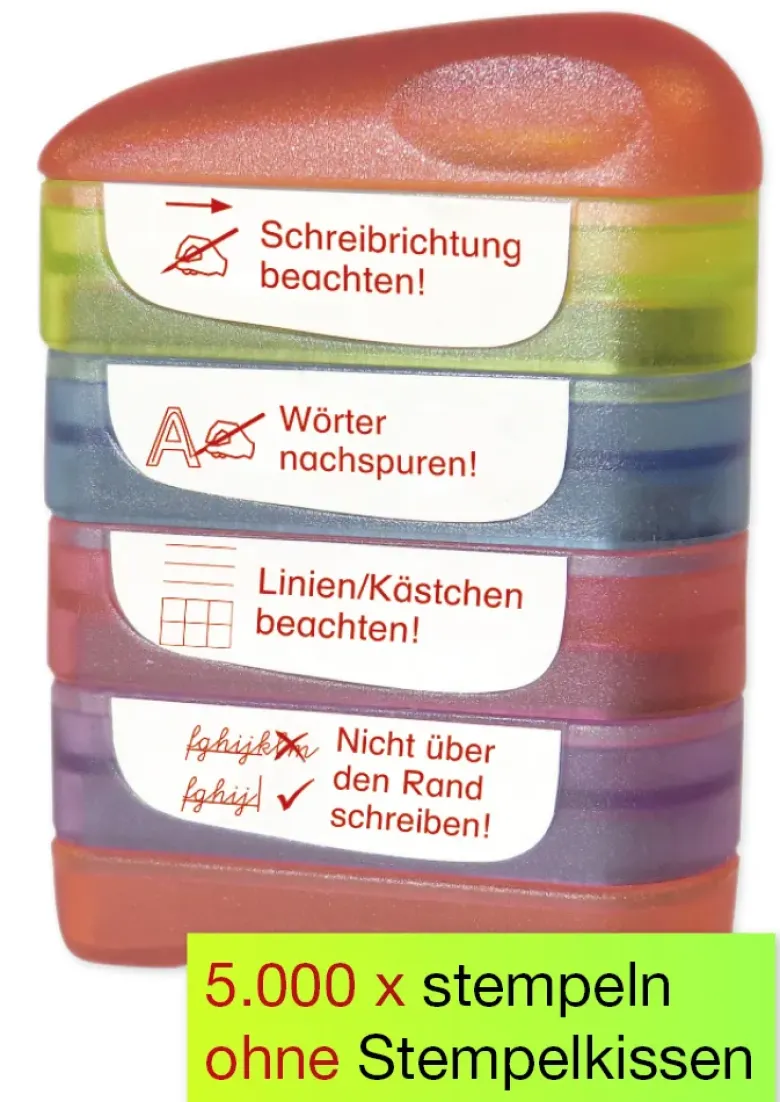 Siebdruck-Stempel "Perpetuum", 4 in 1, "Schreibrichtung beachten"