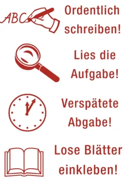 Siebdruck-Stempel "Perpetuum", 4 in 1, "Verspätete Abgabe"