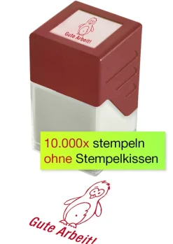 Siebdruck-Stempel "Perpetuum", Pinguin "Gute Arbeit!"