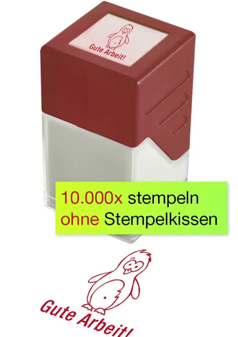 Siebdruck-Stempel "Perpetuum", Pinguin "Gute Arbeit!"