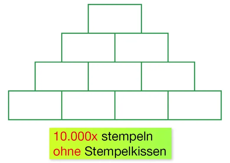 Siebdruck-Stempel "Perpetuum", "Rechen-Pyramide"