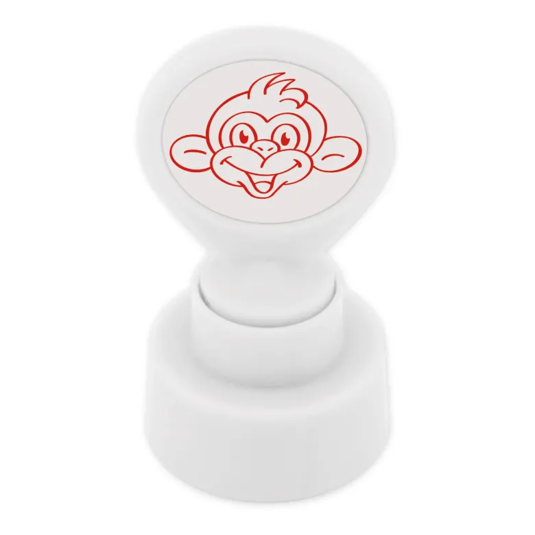 Siebdruck-Stempel "Perpetuum" rund "Affe"