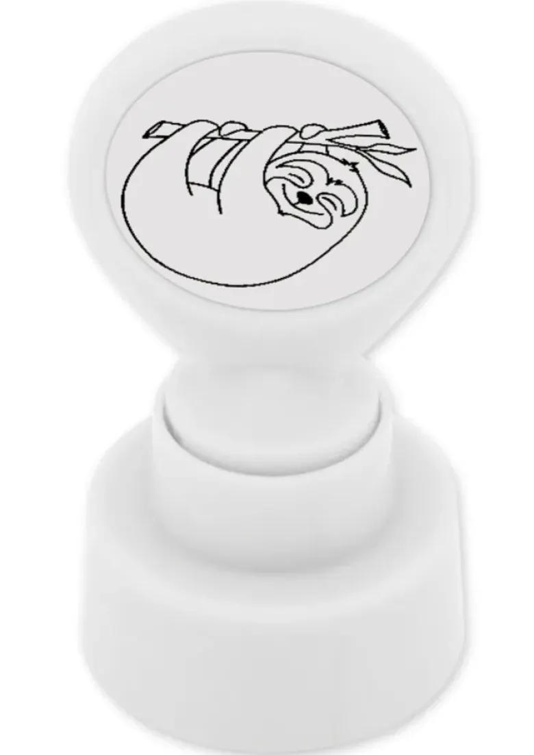 Siebdruck-Stempel "Perpetuum" rund "Faultier"