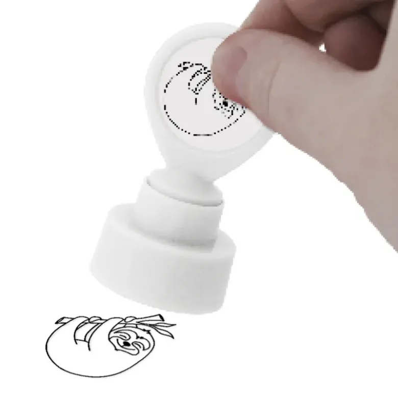 Siebdruck-Stempel "Perpetuum" rund "Faultier"