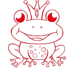 Siebdruck-Stempel "Perpetuum" rund "Froschkönig"