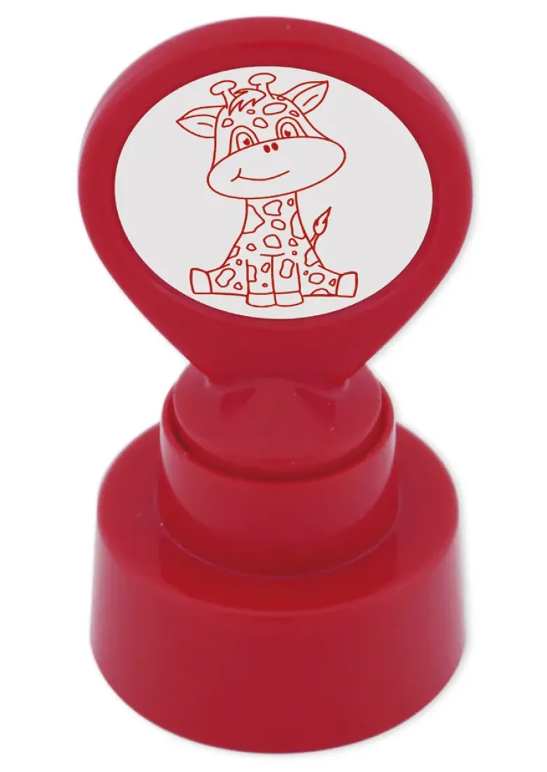 Siebdruck-Stempel "Perpetuum" rund "Giraffe"