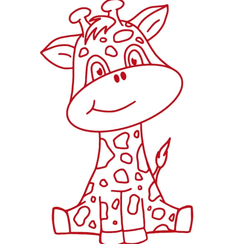 Siebdruck-Stempel "Perpetuum" rund "Giraffe"