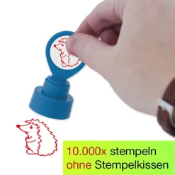 Siebdruck-Stempel "Perpetuum" rund "Igel"