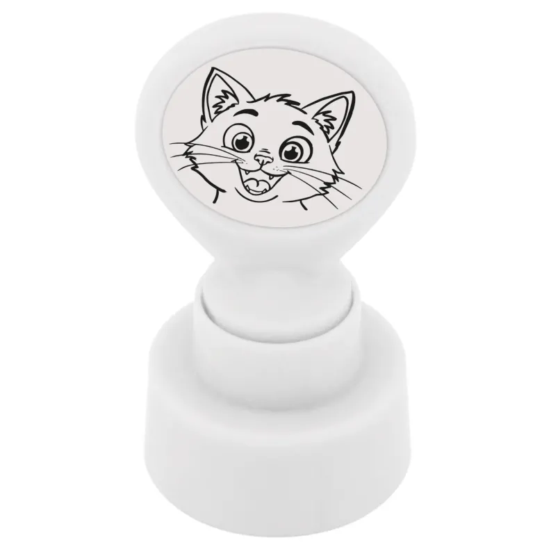 Siebdruck-Stempel "Perpetuum" rund "Katze"