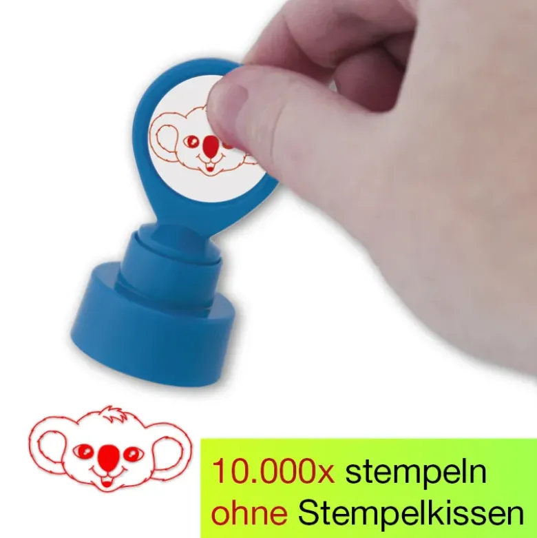 Siebdruck-Stempel "Perpetuum" rund "Koala"