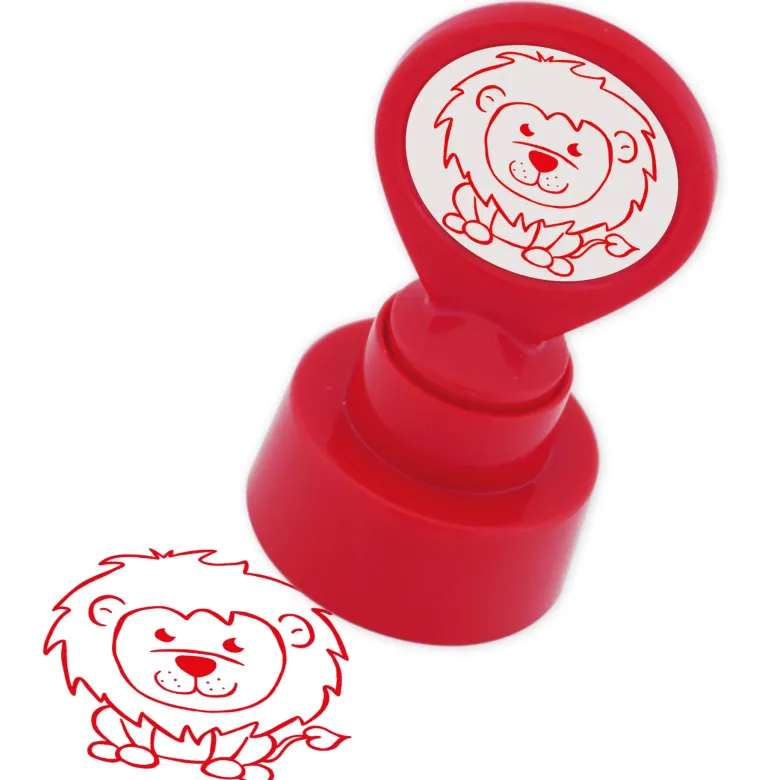 Siebdruck-Stempel "Perpetuum" rund "Löwe"