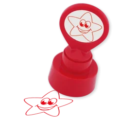 Siebdruck-Stempel "Perpetuum" rund "Stern lachend"