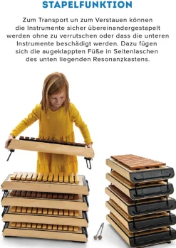SONOR SMART Xylophon, Alt c1-a2 + fis1, b1, fis2, mit Schlägel, zum Stapeln, ASX 100 DE