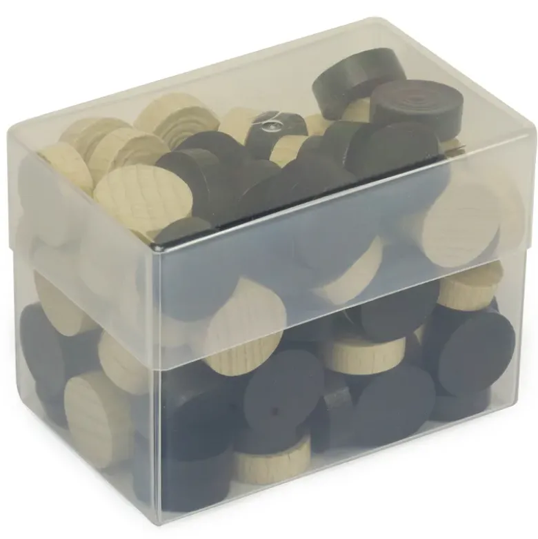 Spielsteine aus Holz, natur/schwarz, 21 mm ø, 100 Stück