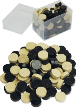 Spielsteine aus Holz, natur/schwarz, 21 mm ø, 100 Stück