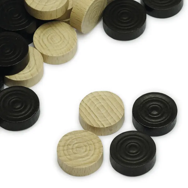 Spielsteine aus Holz, natur/schwarz, 21 mm ø, 100 Stück
