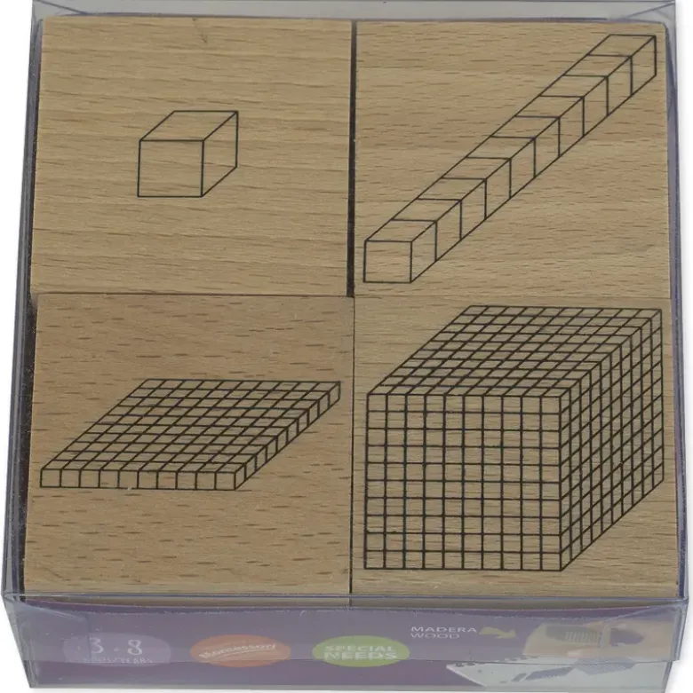 Stempel "Dienes Dezimalsystem" aus Holz, 4-tlg.