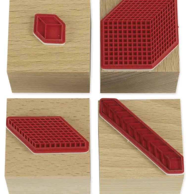 Stempel "Dienes Dezimalsystem" aus Holz, 4-tlg.