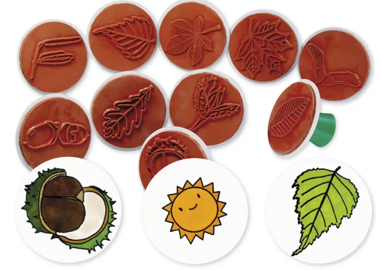 Stempel-Set "Bäume - Blätter und Früchte", 10 Stück