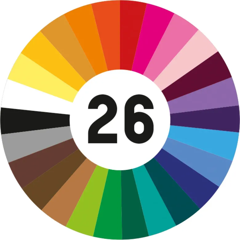 Stickgarn, 52 Docken in 26 Farben