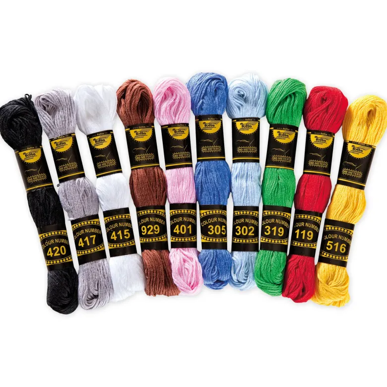 Stickgarn, 10 Docken in 10 Farben