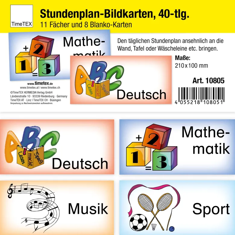 Stundenplan-Bildkarten aus Pappe, magnetisch, 40-tlg., in Box
