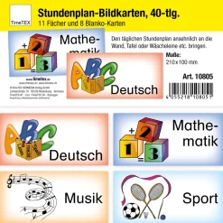 Stundenplan-Bildkarten aus Pappe, 40-tlg.