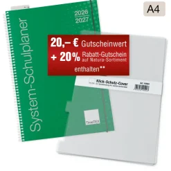System-Schulplaner-Set 2026/2027 A4, grün, mit Klick-Schutz-Cover