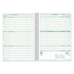 System-Schulplaner-Set 2026/2027 A4, grün, mit Klick-Schutz-Cover