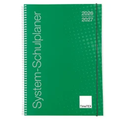 System-Schulplaner-Set 2026/2027 A4, grün, mit Klick-Schutz-Cover