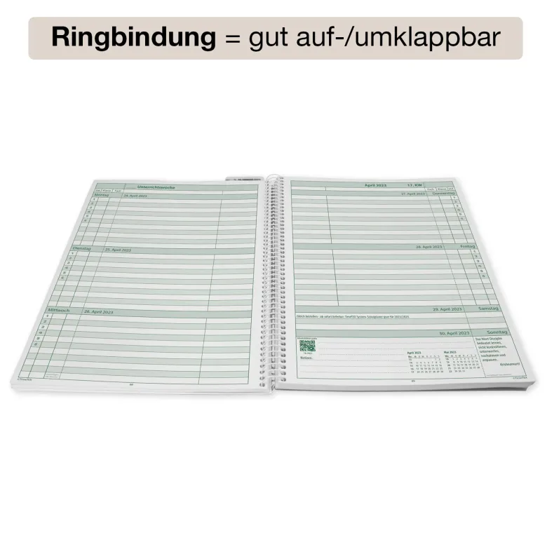 System-Schulplaner-Set 2026/2027 A5, grün, mit Klick-Schutz-Cover