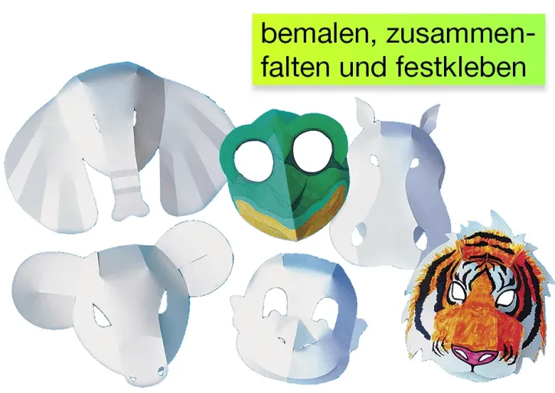 Tiermasken aus Papier, 30 Stück